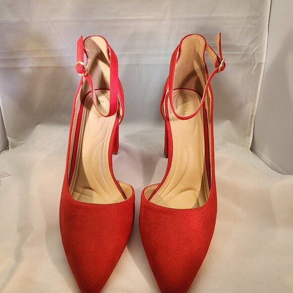 New Closed Toe Pumps 3-Inch Chunky Heels Pumps Ankle Strap Dress Wedding Shoes - Picture 5 of 9